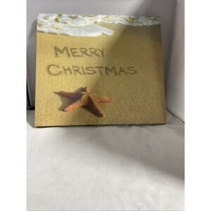 Beach Christmas Canvas: Merry Christmas In Sand- Nautical Holiday Decor